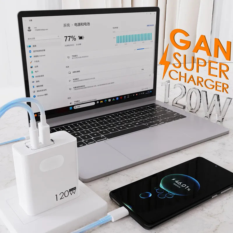 120W Fast Charger USB Type C PD Cable Fast Charging Quick Charge 3.0 Adapter for Iphone Xiaomi Samsung Oneplus Pixel Cellphones
